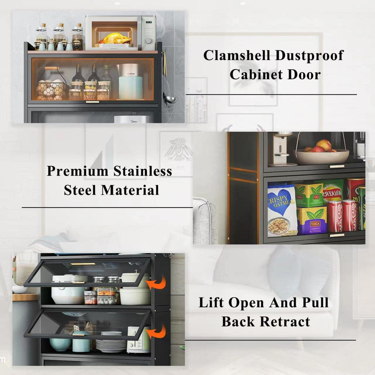 5-Tier Black Rolling Baker’s Rack with Hooks