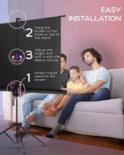 Projector Screen with Stand 60 inch - Indoor and Outdoor Projection Screen for Movie or Office Presentation - 16:9 HD Premium Wrinkle-Free Tripod Screen for Projector with Carry Bag and Tight Straps