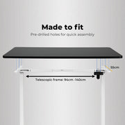 Electric Standing Desk, 120 X 60cm Height Adjustable Sit Stand Desk, 4 Height Memory Home Office Desk, Whole Piece Computer Workstations with Telescopic Frame (Black Top + White Frame)