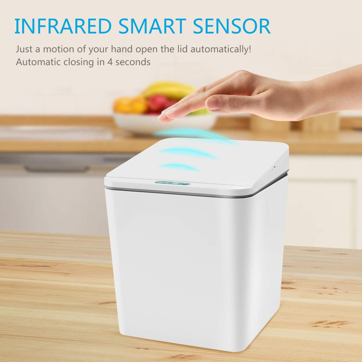 1.5 Gal Touchless Small Trash Can for Desk, Automatic Mini Garbage Can for Coffee Table/Laundry Countertop/Vanity Top, Smart Sensor Car Trash Can with Lid , Cute Waste Bin for Office/Kitchen/Bathroom