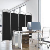 221 × 188 cm 4-Panel Black Fabric Room Divider