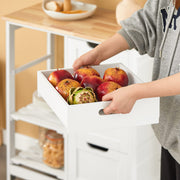 White Kitchen Serving Cart with 3 Drawers & Removable Tray