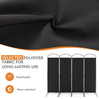 221 × 188 cm 4-Panel Black Fabric Room Divider