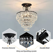 Modern Crystal Chandeliers D40cm H50cm 3 Colors Hanging Pendant Staircase Lighting 4 Bulbs Included Flush Mount Ceiling Chandelier Fixture for Dining Room Living Room Bedroom Entryway Stairwell