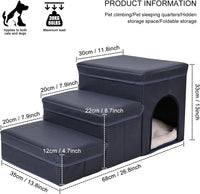 3-in-1 Foldable Pet Stairs with Bed & Storage