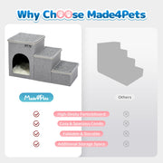 3-Step Foldable Pet Stairs with Storage & Resting Cubby – 20 kg
