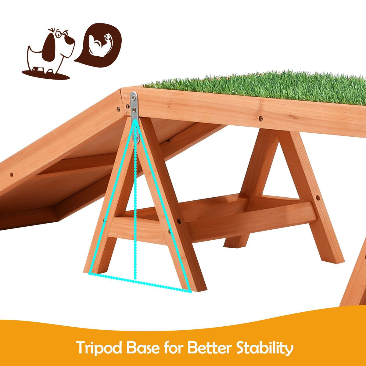 Fir-Wood Dog Agility Arch Bridge with Artificial Grass – 70 kg