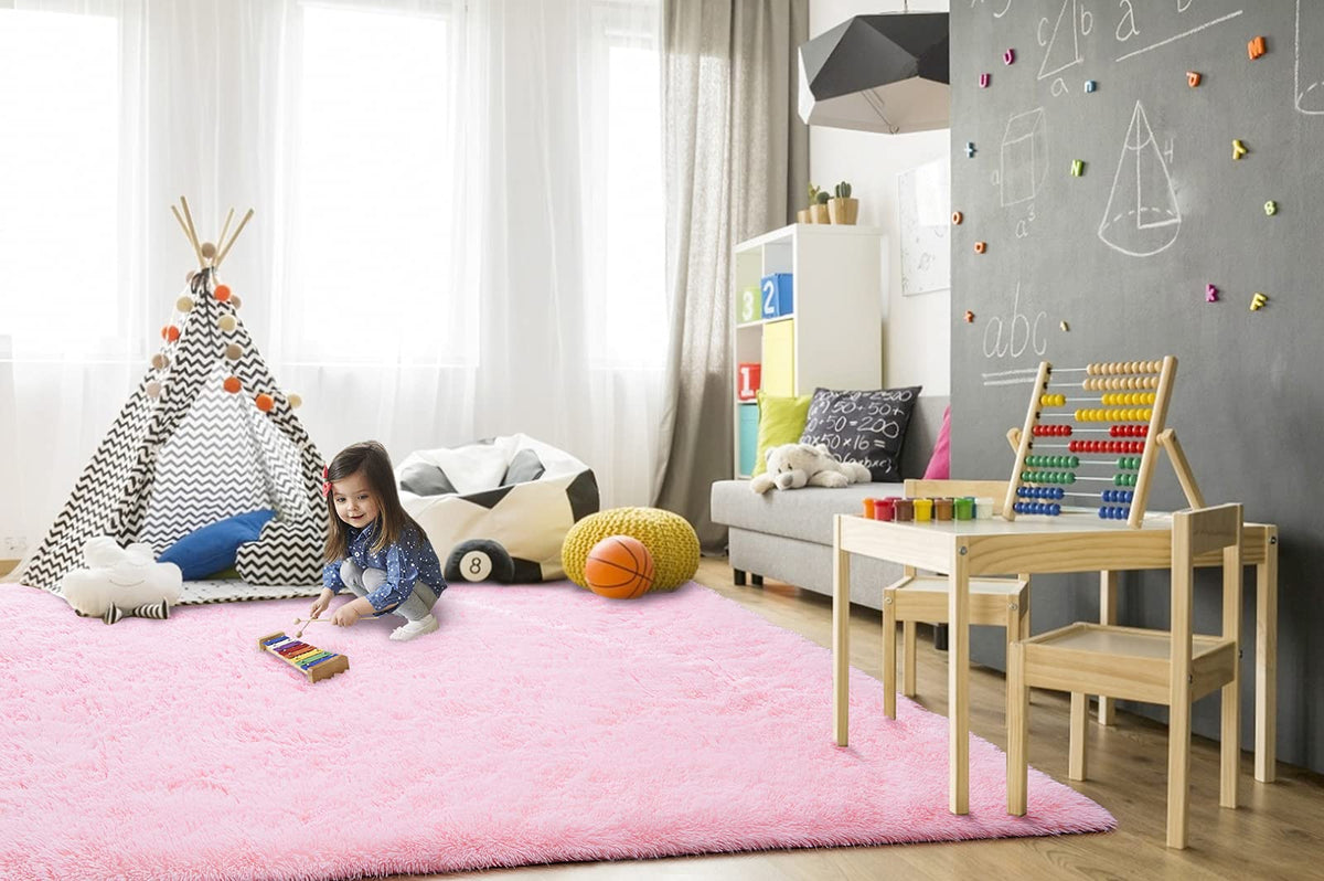 150 × 245 cm Pink Plush Shag Area Rug
