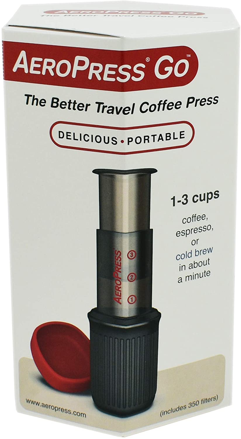 AeroPress Go Portable Travel Coffee Press, 1-3 Cups - Makes Delicious Coffee, Espresso and Cold Brew in 1 Minute