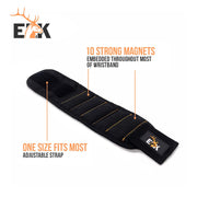 Magnetic Wristband Small Armband Tool Organizer with Heavy Duty Strong Magnets for Holding Screws, Tools, Nails, Drill Bits - Cool and Useful Him, Men, Dads, Husband and Women (Black)