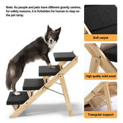 2-in-1 Foldable Pine Pet Ramp & 4-Step Stairs – 60 kg