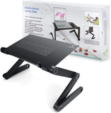 Adjustable Laptop Stand Portable Lap Desk Bed Table & Cooling Stand Premium Aluminum Rotate 360 Degrees Foldable Table Standing Holder for 10-15.4" Notebook Reading Study Work Home Office