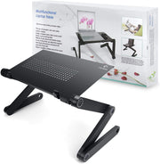 Adjustable Laptop Stand Portable Lap Desk Bed Table & Cooling Stand Premium Aluminum Rotate 360 Degrees Foldable Table Standing Holder for 10-15.4" Notebook Reading Study Work Home Office