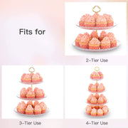 4-Tier Cupcake Stand Elegant Plastic Pastry Serving Platter Metal Struts Stable Dessert Tower Display Rack for Wedding Birthday Tea Party Baby Shower Ceremony (4 Tier Gold)