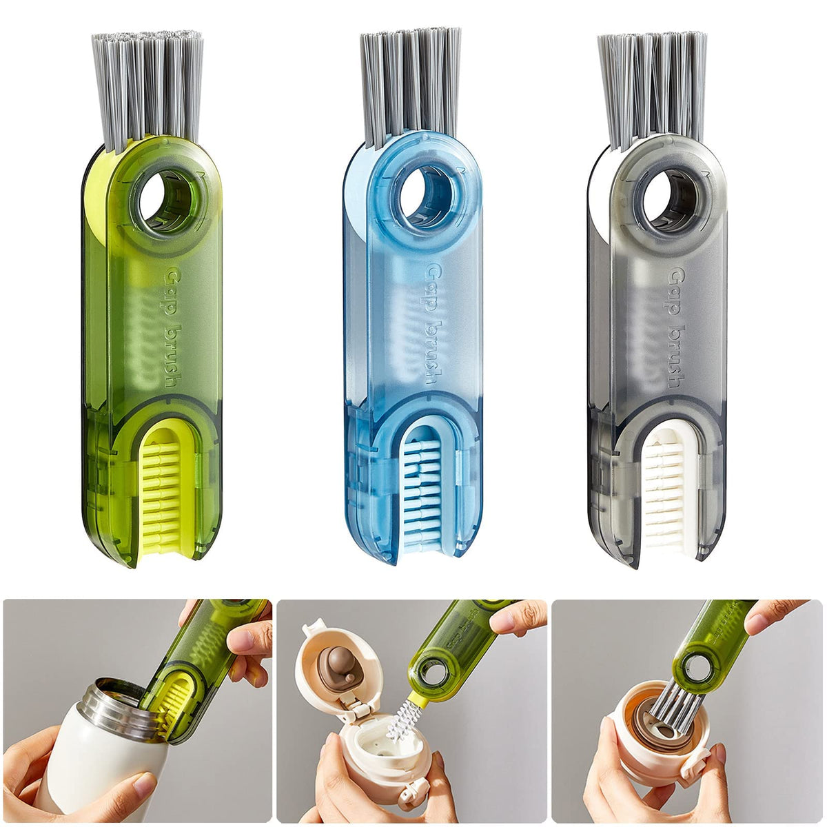 3-in-1 Bottle Lid, Rim & Crevice Cleaning Brush