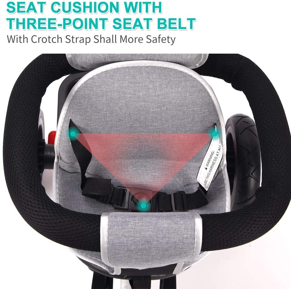 4 in 1 Baby Walker Kids Trike Tricycle Bike Children Bicycle Ride On Toy Safety Fence Adjustable Seat Handlebar