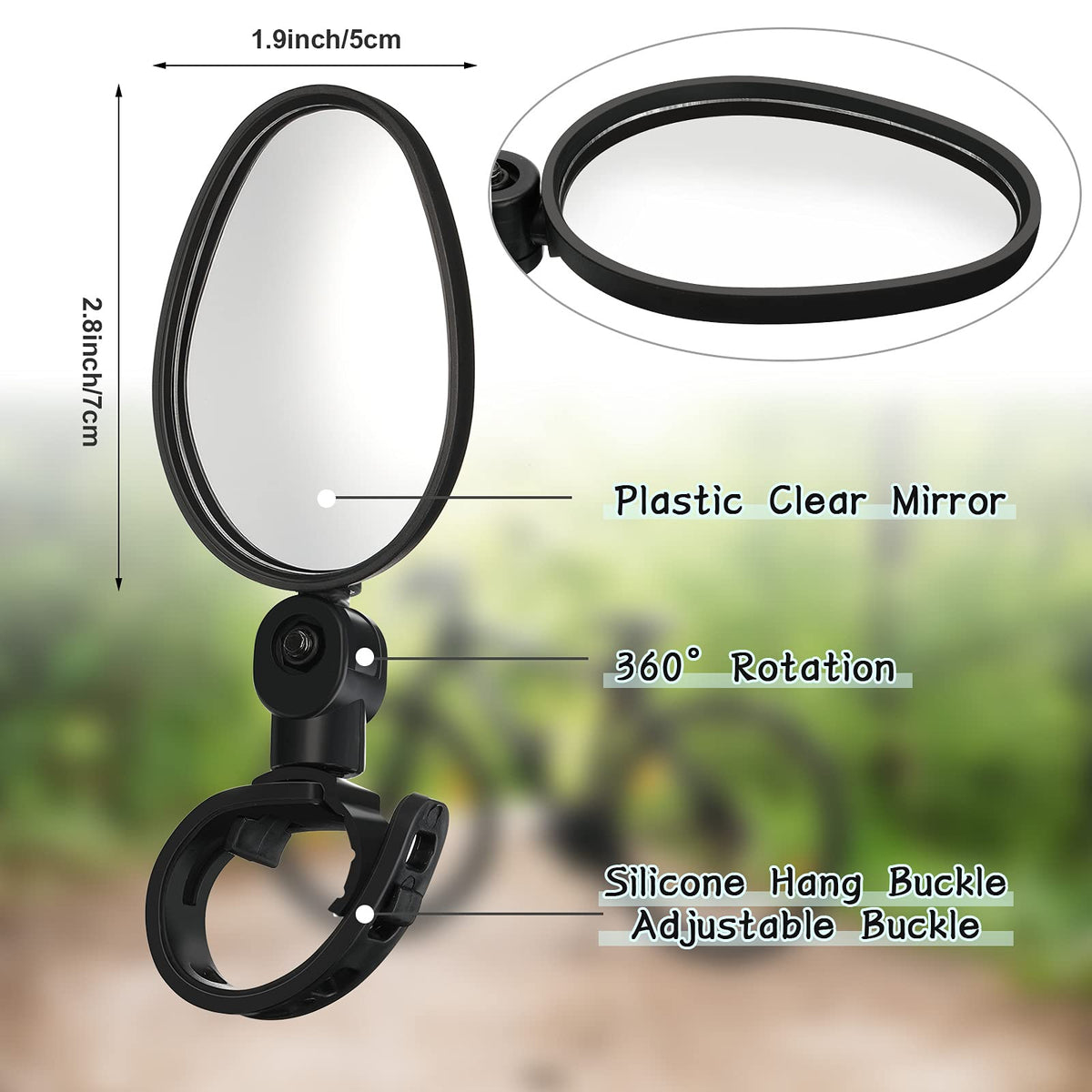 360° Adjustable Convex Handlebar Mirrors – 2 Pack