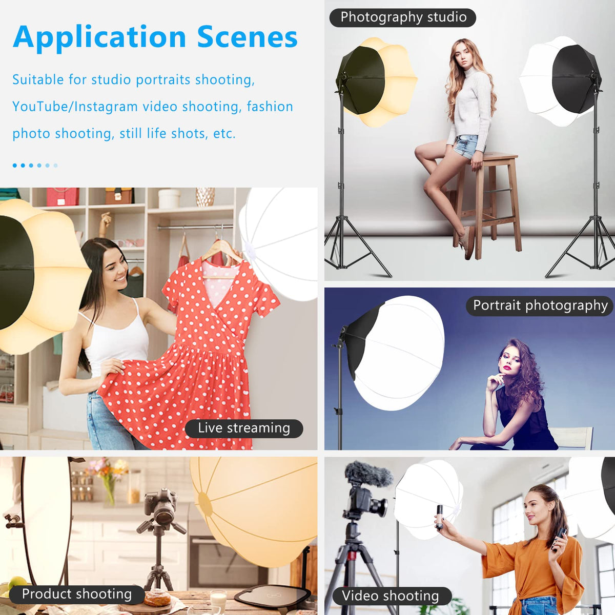 Photography Softbox Lighting Kit 3200 - 5600K Bi-Color Dimmable Continuous Lighting LED Soft Box Photo Studio Equipment with 720PCS SMD LED Beads/Remote/Power Adapters/Carry Bag for Portrait Product Fashion Video Shooting