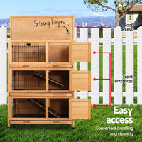 3-Level Fir-Wood Small-Animal Hutch – 91.5 × 46 × 116.5 cm