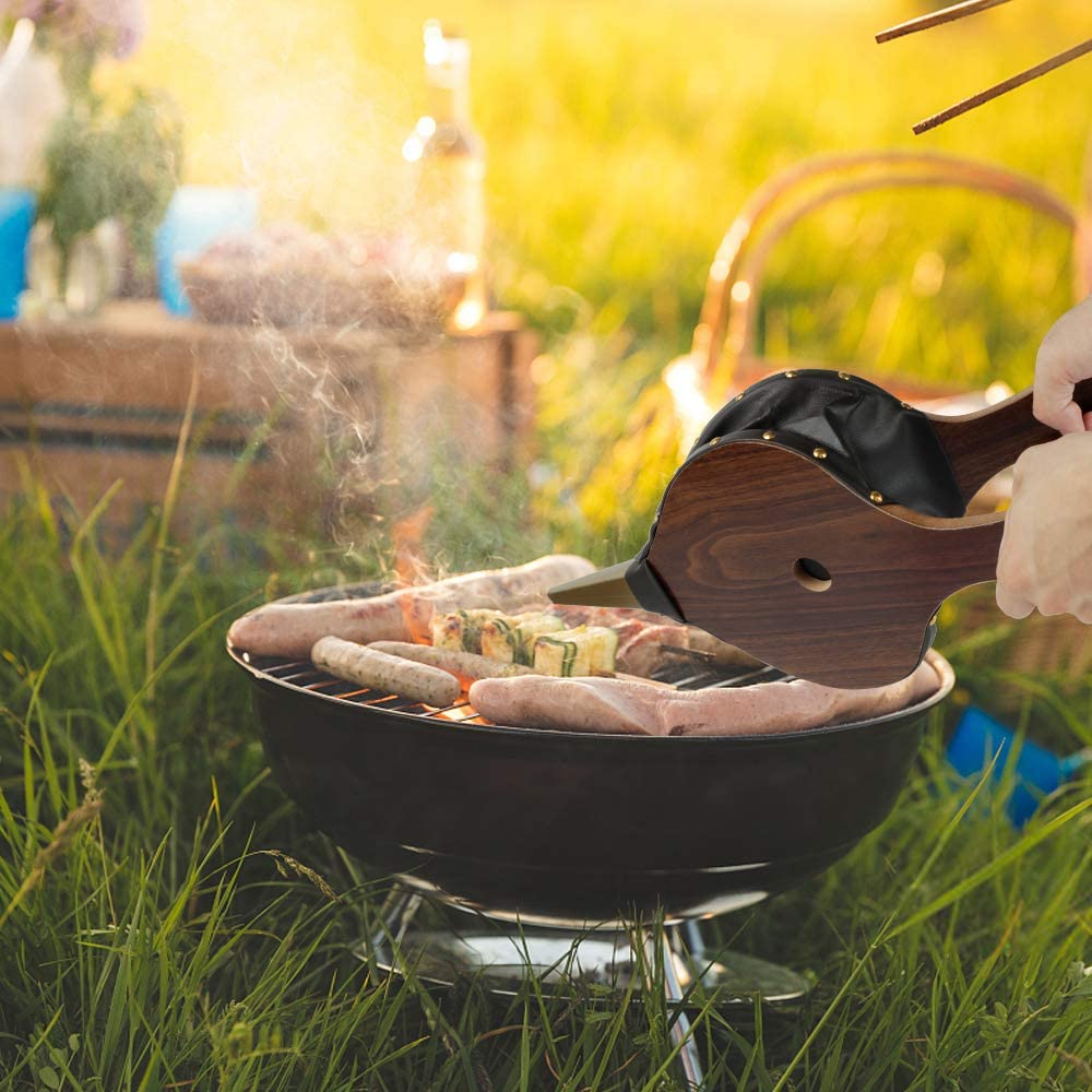 Fireplace Bellows 17"x7.5" Large Wood Air Blower Cast Nozzle for Outdoor Camping BBQ Grill Chimney Hand Bellow Pump Pit Barbeque Fire Tools Accessories with Hanging Strap