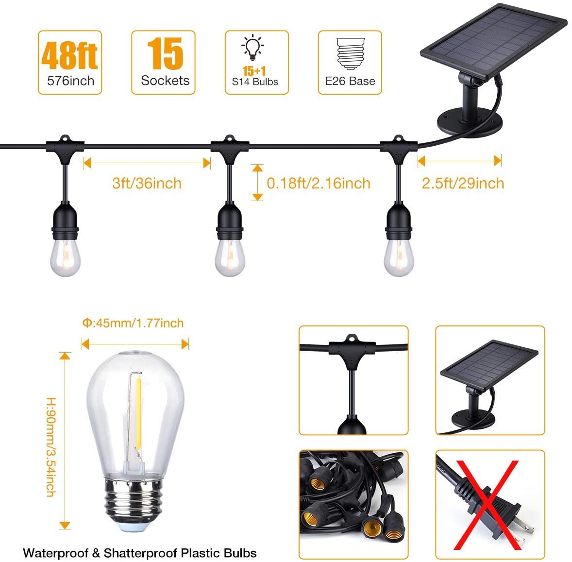 Solar String Lights-15 Globes