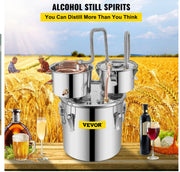 3 Pots 5Gal 19L Alcohol Distiller Copper Alcohol Still Boiler Spirits Brew Kit