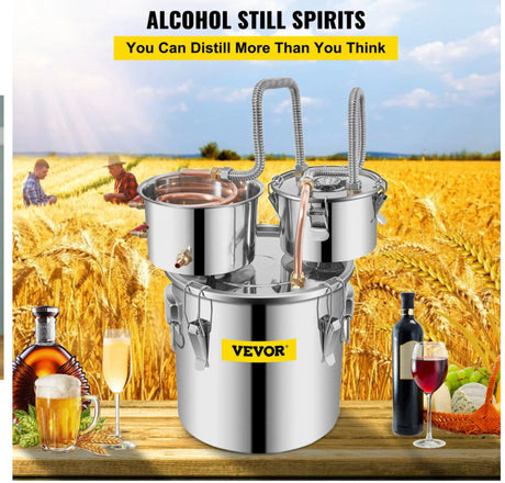 3 Pots 5Gal 19L Alcohol Distiller Copper Alcohol Still Boiler Spirits Brew Kit