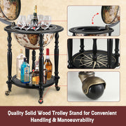 Antique-Style Globe Drinks Trolley with Bottle Storage
