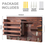 Mail Holder for Wall Mail Organizer with Key Hooks