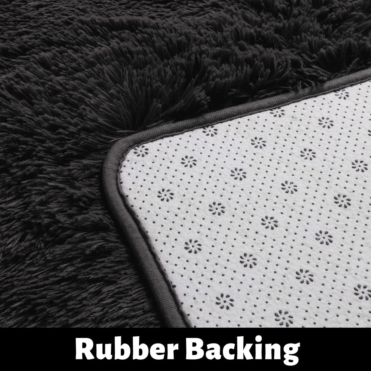 Black Area Rug for Bedroom,4'X6', Fluffy Shag Rug for Living Room, Furry Carpet for Kids Room, Shaggy Throw Rug for Nursery Room, Fuzzy Plush Rug, Black Carpet, Rectangle, Cute Room Decor for Baby