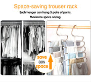2-Pack S-Shaped 5-Rail Trouser & Scarf Hangers