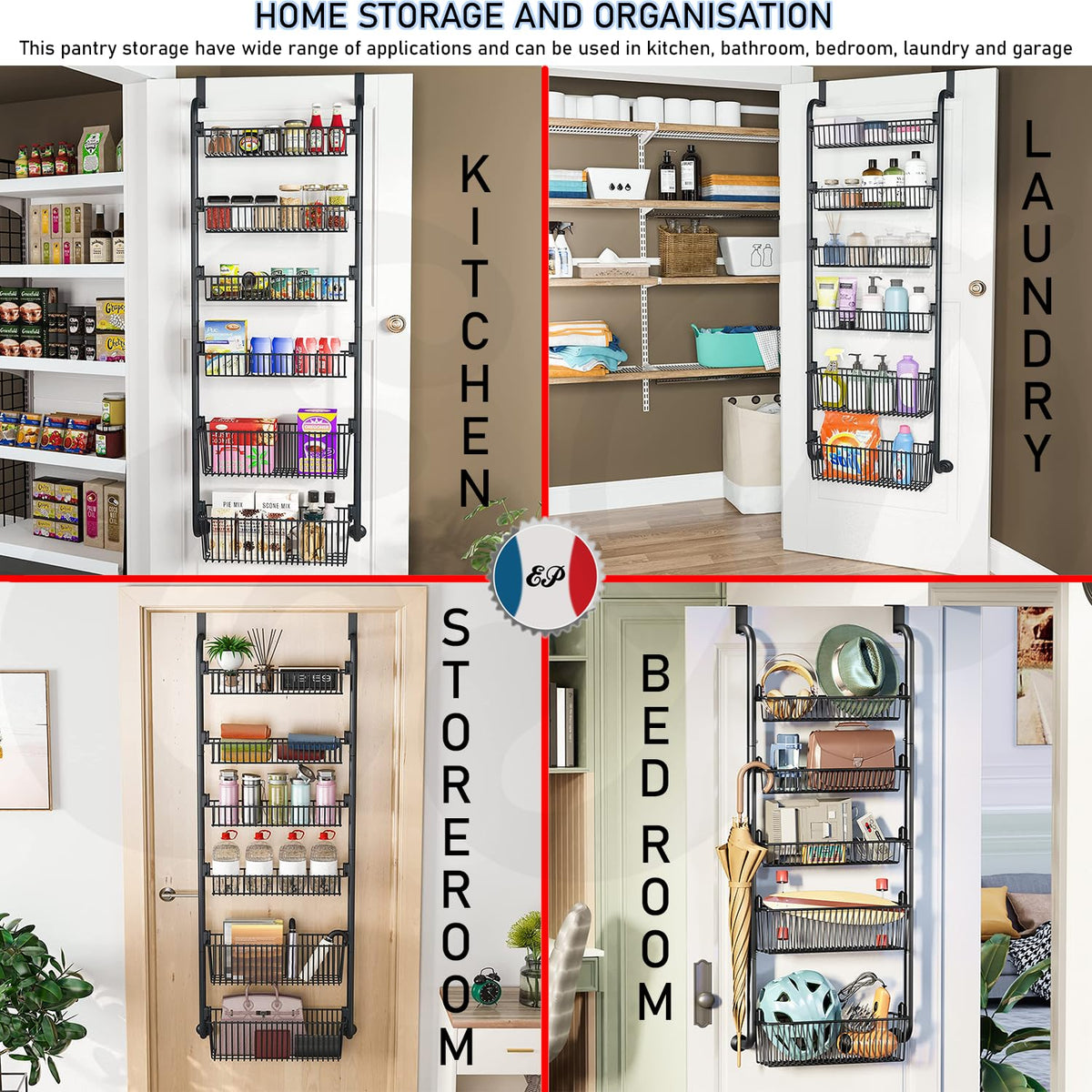 6-Tier Adjustable Over-Door Storage Organiser