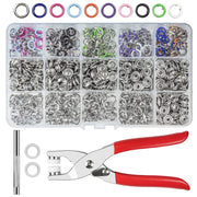 200-Set 9.5mm Metal Snap Fastener Kit with Pliers – 10 Colours