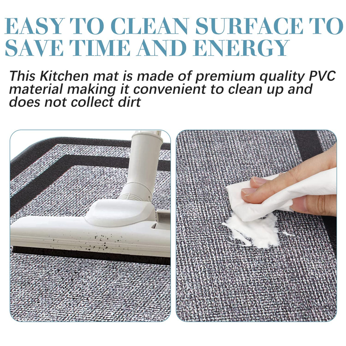 2-Piece Black & Grey Cushioned Kitchen Mat Set