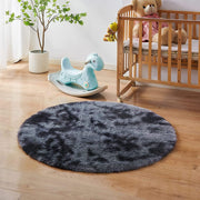 Rainbow Round Abstract Modern Soft Area Rug Grey