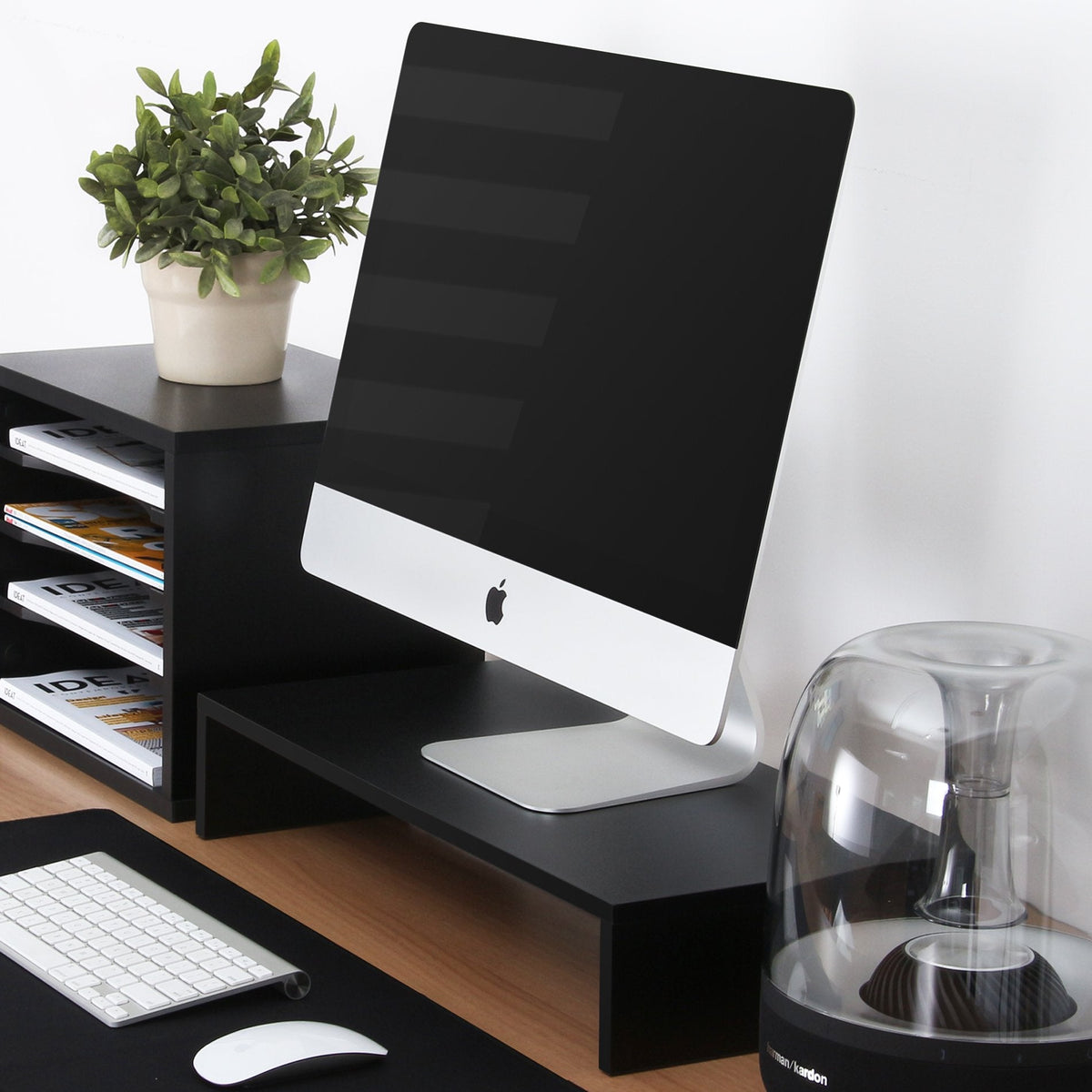 Monitor Stand Wood PC Laptop Computer Screen Riser Desk with Keyboard Storage Space 54 x 25cm