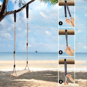 Pine Wooden Nostalgic Hanging Swing Seat Outdoor Patio & Garden Playground Hammock - Height Adjustable