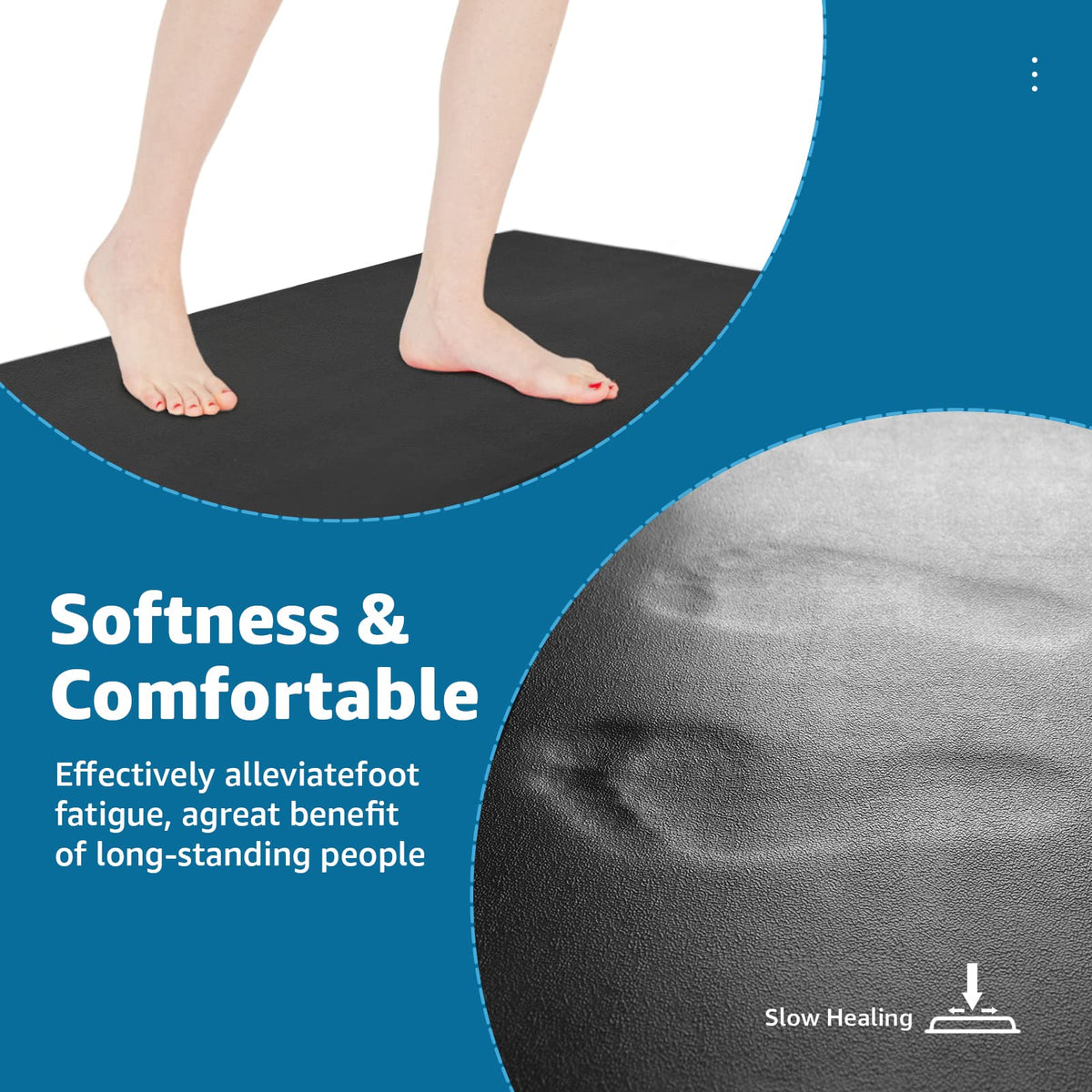 Black Cushioned Anti-Fatigue Mat – 71 × 44 cm