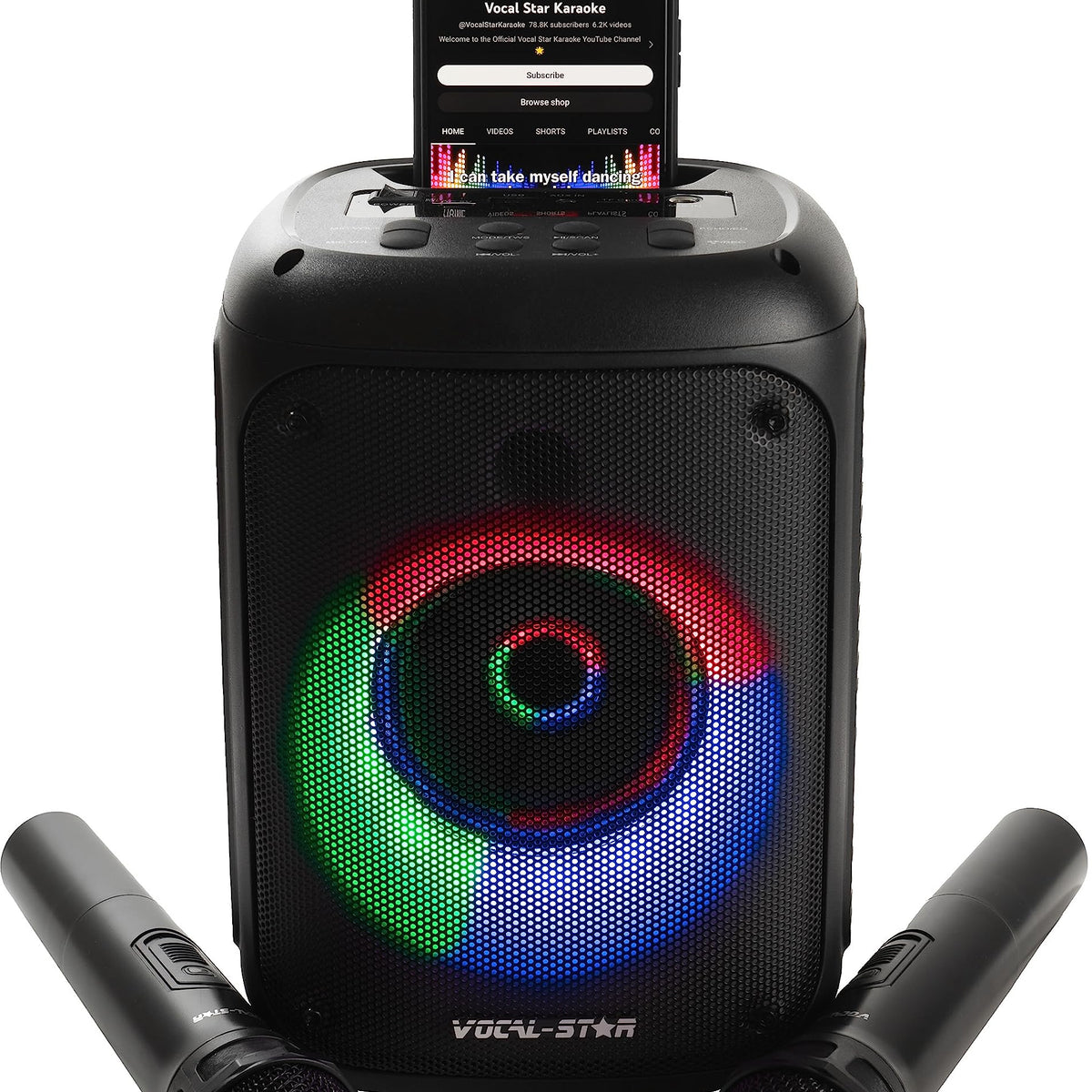 Vocal-Star Portable Karaoke Machine with Bluetooth, 2 Wireless Microph ...