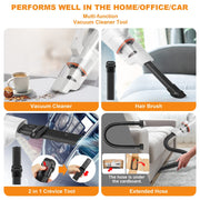 Car Vacuum, 2 Speed Handheld Vacuum, 7500Pa Strong Power Suction,2000mAh Battery Rechargeable,Auto Portable Lightweight Handheld Vacuum Cordless for Car Home Office，Wet & Dry Clean