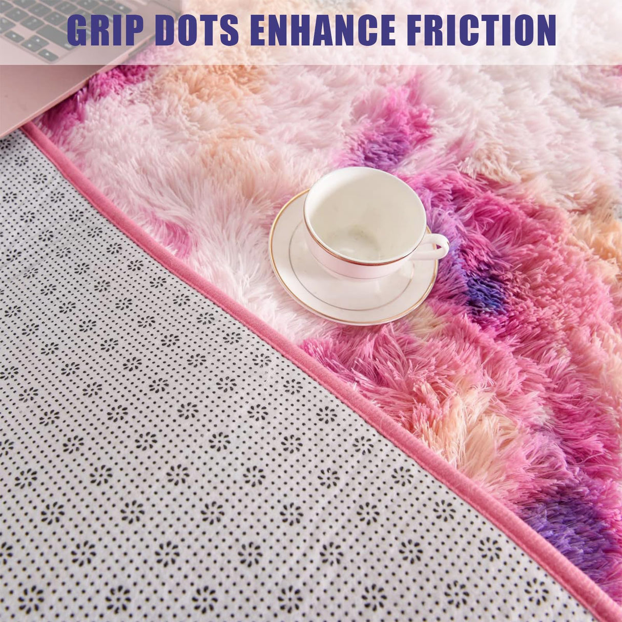 Rectangle Rug Soft Fluffy Area Rug Faux Sheepskin Shag Rug for Bedroom, 4 x 5.2ft Modern Furry Carpet for Living Room, Non-Slip Shaggy Throw Rug Fuzzy Plush Rug Kids Playmat for Floor Sofa Dorm Room