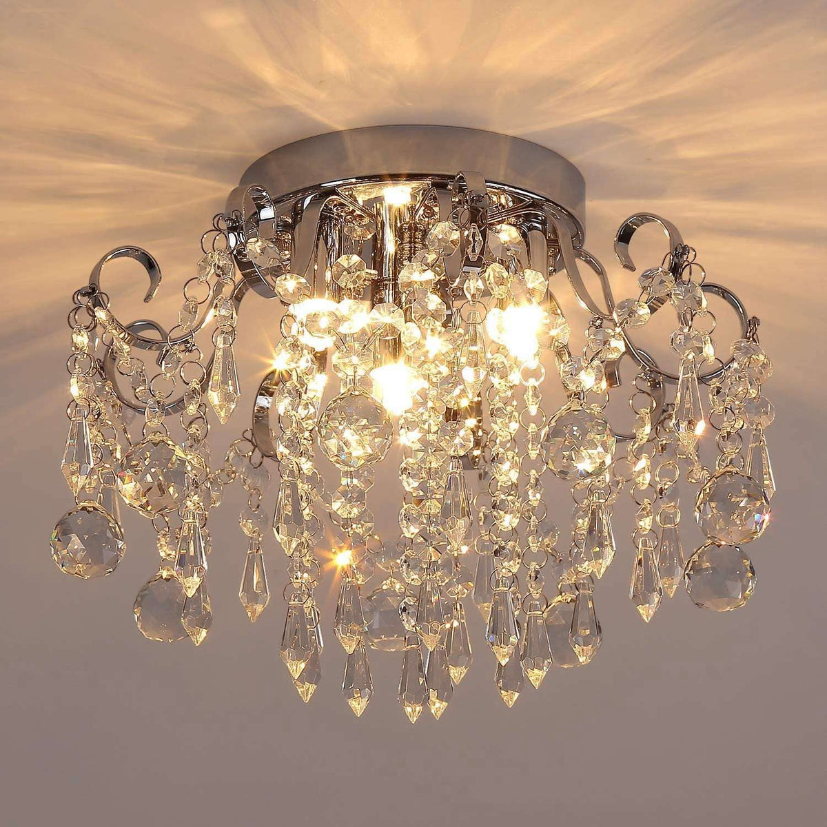 Pendant Lamp European Style Crystal Ceiling Small Chandelier Modern Minimalist Porch Aisle Corridor Restaurant Light, Silver