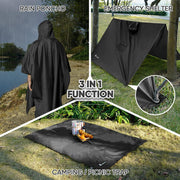 Adult Hooded Waterproof Rain Poncho with Reflective Strips