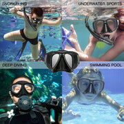 Snorkel Mask Snorkel Set Snorkeling Goggles Free Breath Dry Top Set Snorkeling Gear Anti-Fog and Anti-Leak 180 Degree Panoramic View Swimming Goggles Waterproof Durable Tempered Glass Mask for Adults