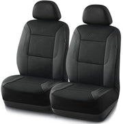 Memory Foam Car Seat Covers, Leather & Mesh Thick Protection, Black Front Cover, Airbag Compatible, Automotive Comfort & Protection for Most Cars, Trucks, SUVs, Black & Memory Foam (SK01055)