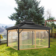 New Gazebo Mo-squito Net Outdoor Gazebo Netting Screen Replacement Universal 4-Panel Sidewalls with Zipper Waterproof Mo-Squito Netting (12' x 12', Brown)