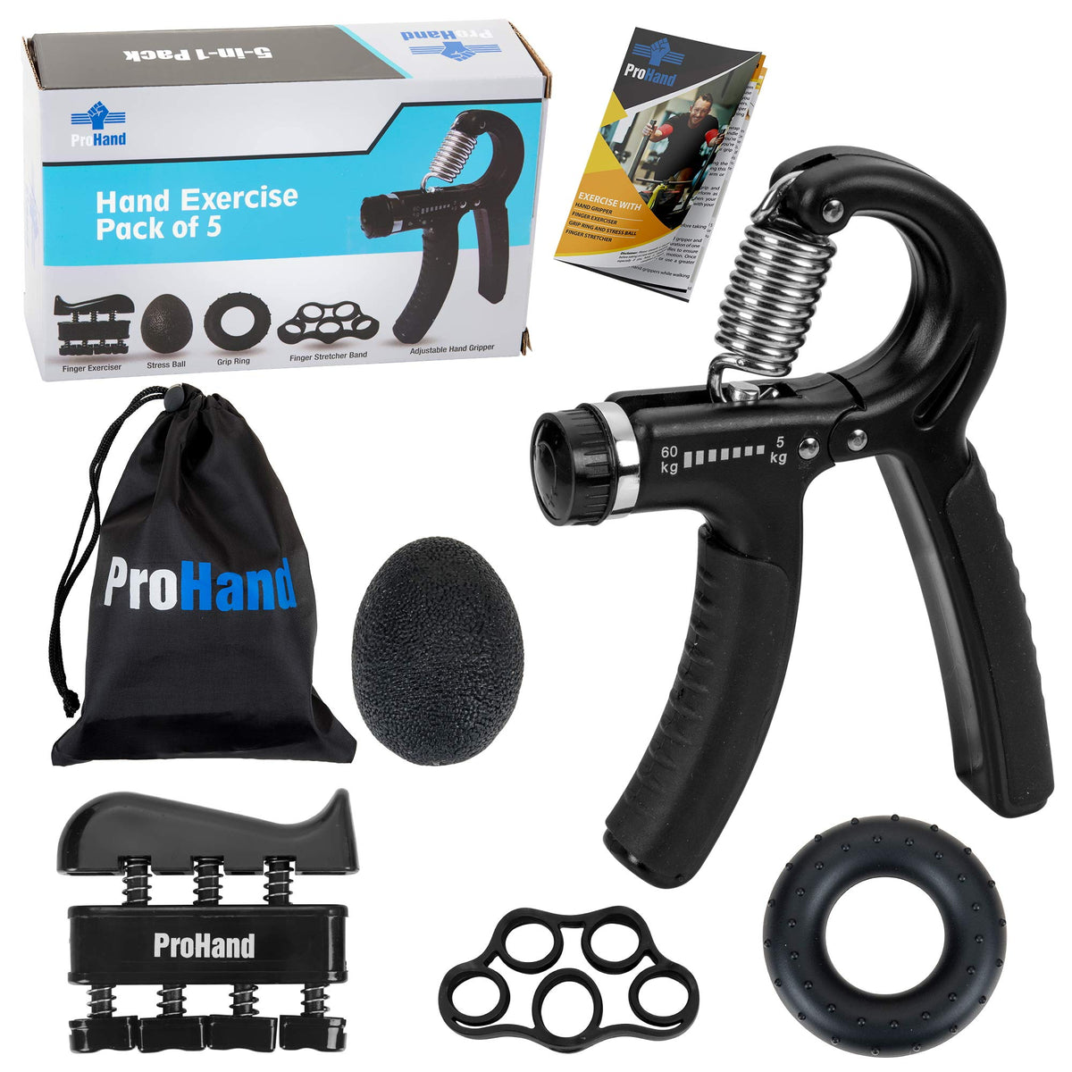 ProHand 5-Piece Grip & Finger Exercise Set