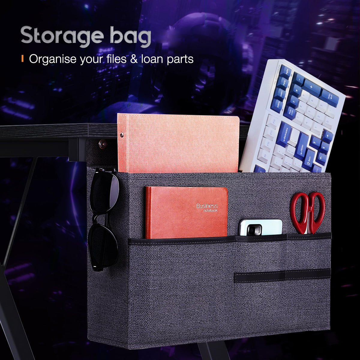 127 cm L-Shaped Gaming Desk with Monitor Stand & Storage Bag