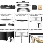 66×24in 4-in-1 Clamshell Photography Reflector Kit