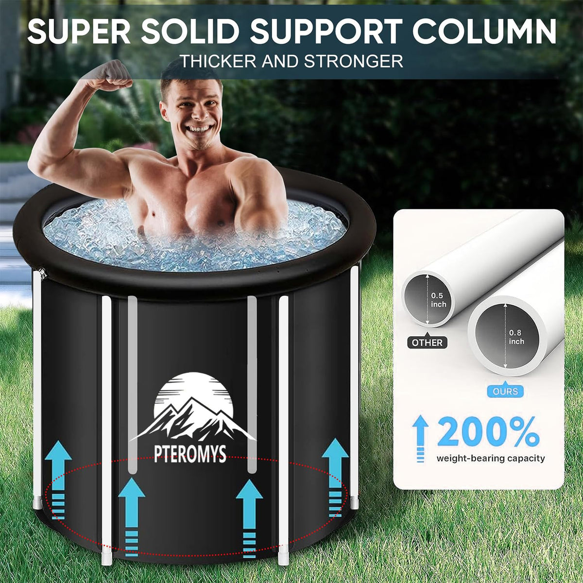 75 × 75 cm Portable Hot & Cold Soaking Tub with Lid